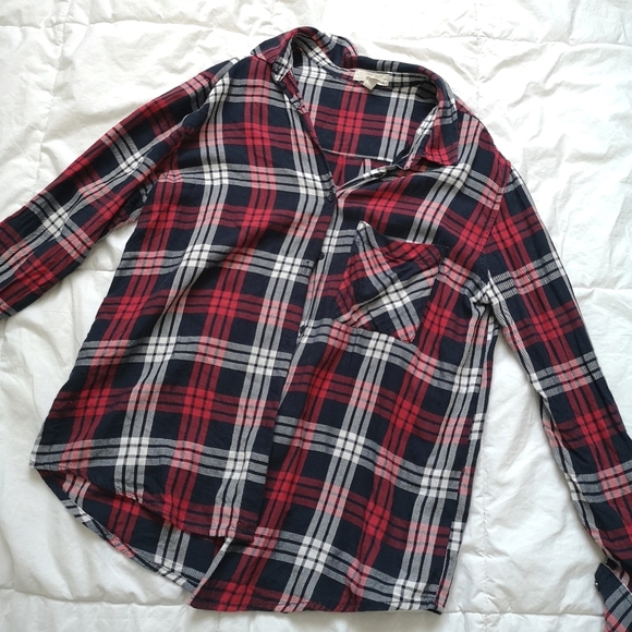 Garage red blue and white Plaid button up Shirt, size Small - Picture 1 of 9